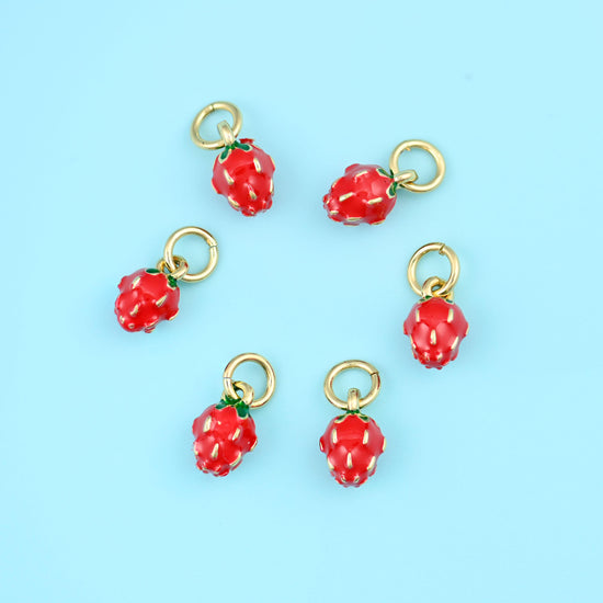 18K Gold Filled Tiny Strawberry Charms for DIY Jewelry Making Supply