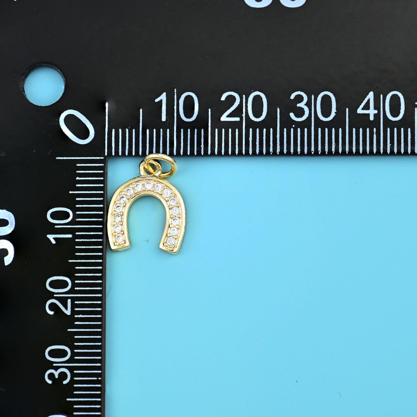 18K Gold Filled Zircon Horseshoe Charms for DIY Jewelry Making Supply