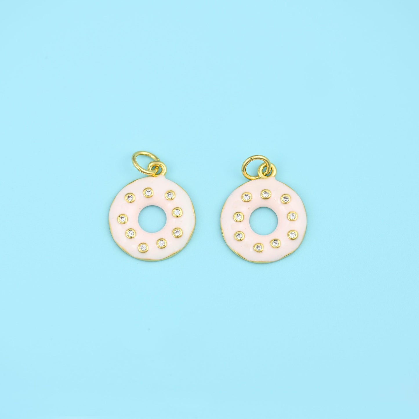18K Gold Filled Enamel Donut Charms for DIY Jewelry Making Supply