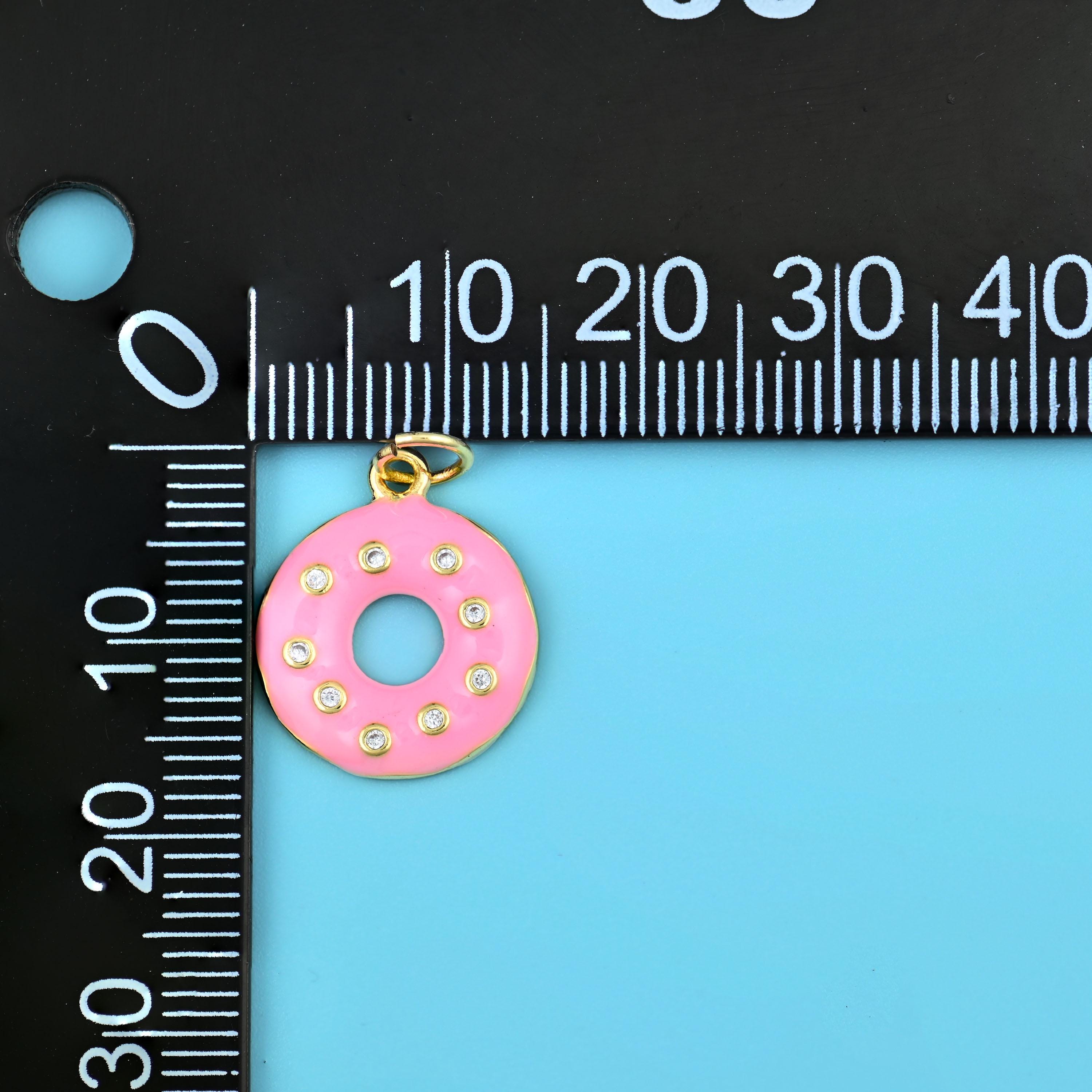 18K Gold Filled Enamel Donut Charms for DIY Jewelry Making Supply