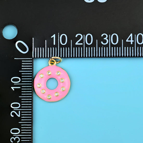 18K Gold Filled Enamel Donut Charms for DIY Jewelry Making Supply