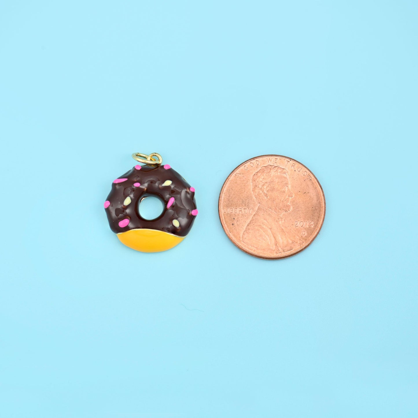 Sprinkle Donut Charms, 18K Gold Filled Pendants for DIY Jewelry Making Supply