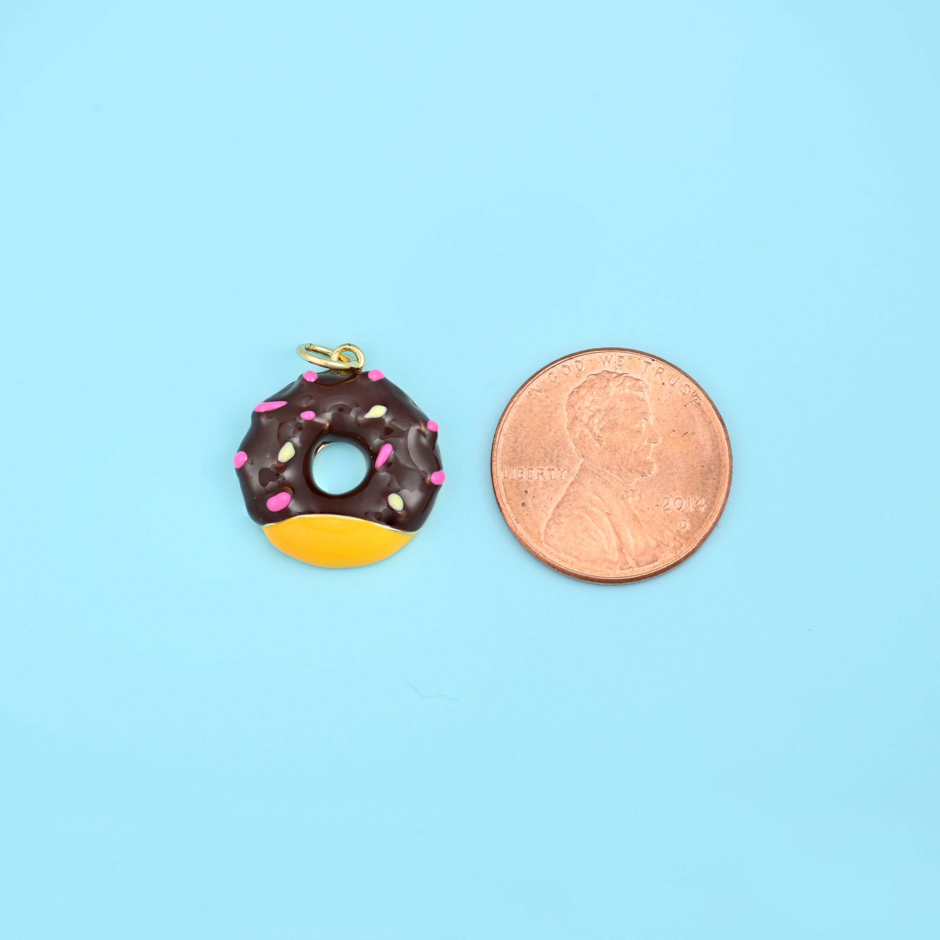 Sprinkle Donut Charms, 18K Gold Filled Pendants for DIY Jewelry Making Supply