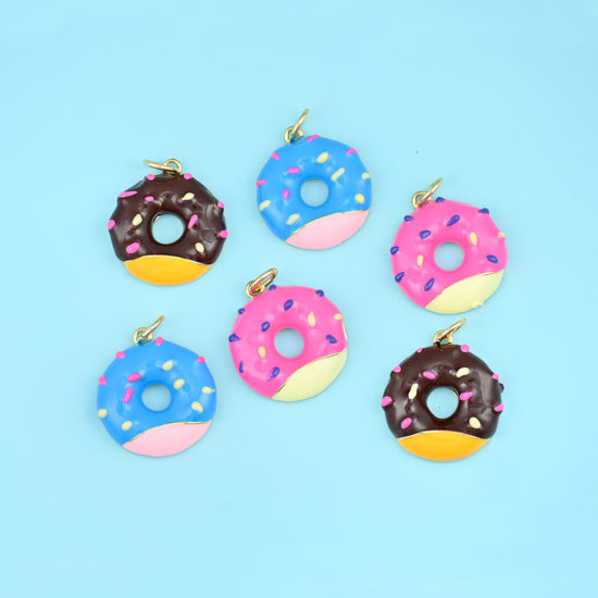 Sprinkle Donut Charms, 18K Gold Filled Pendants for DIY Jewelry Making Supply