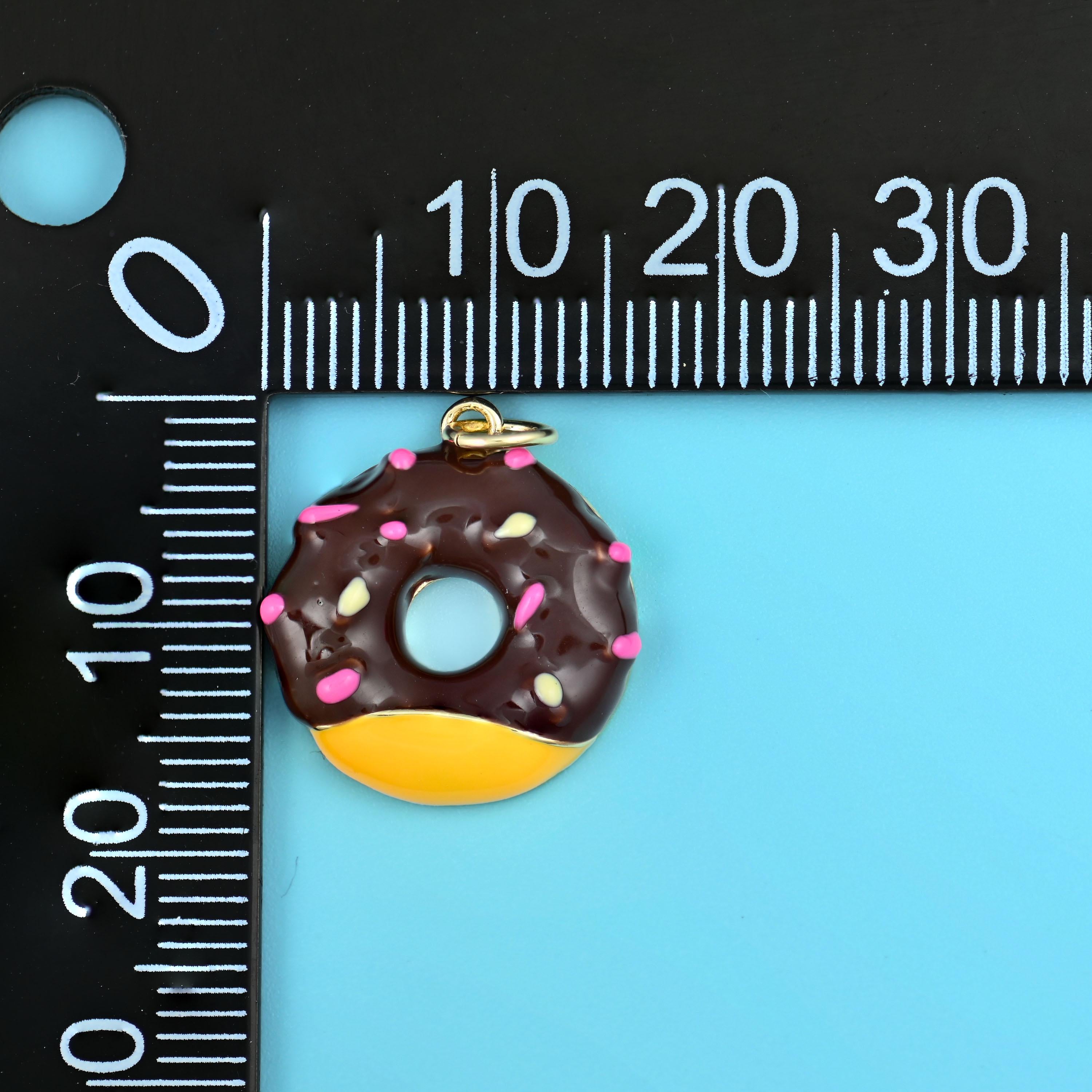 Sprinkle Donut Charms, 18K Gold Filled Pendants for DIY Jewelry Making Supply