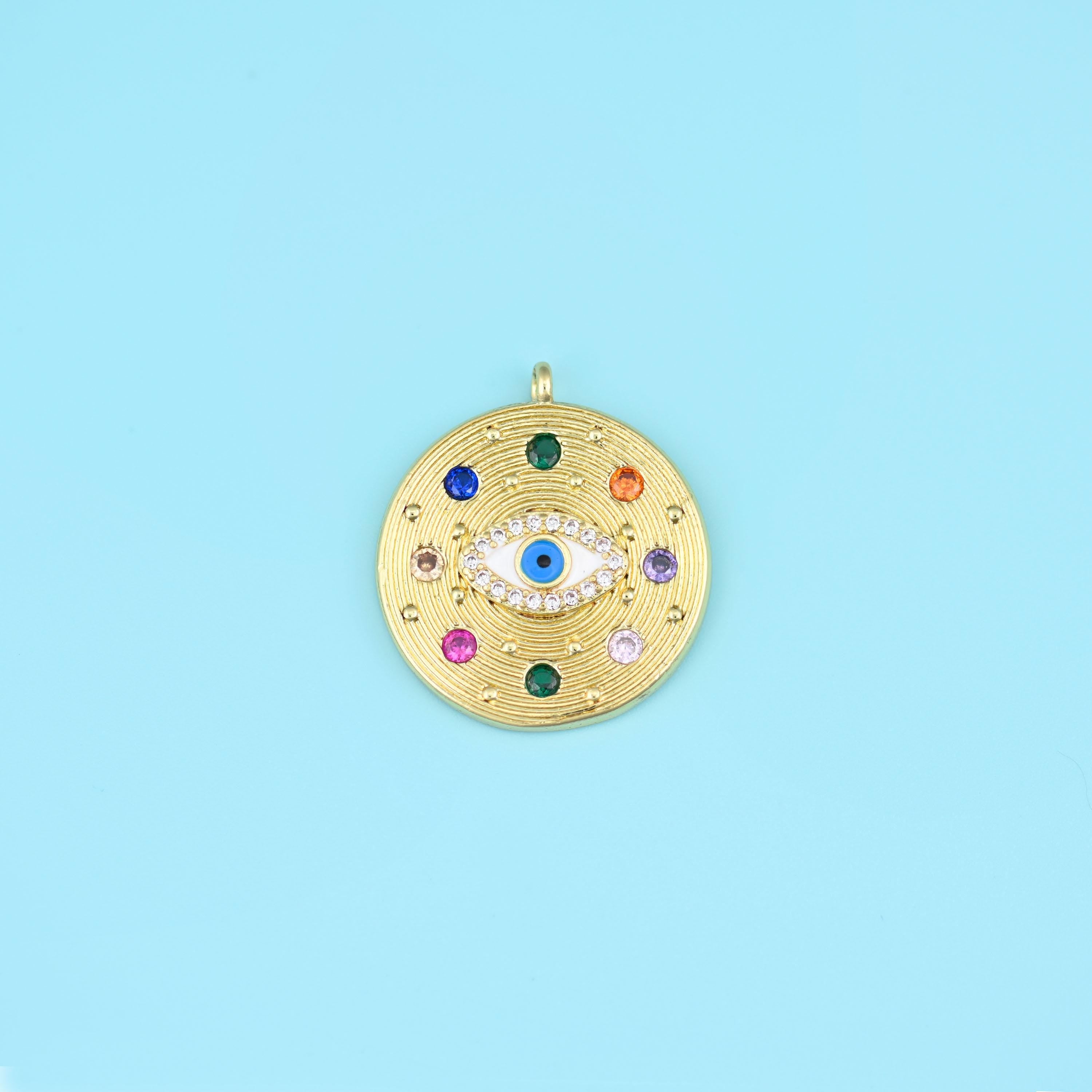 Zircon Evil Eye Charms, 18K Gold Filled Pendants for DIY Jewelry Making Supply