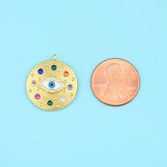 Zircon Evil Eye Charms, 18K Gold Filled Pendants for DIY Jewelry Making Supply