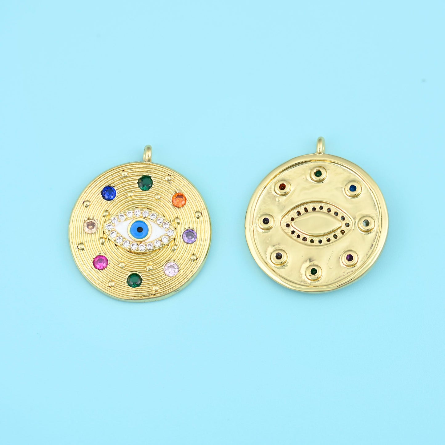 Zircon Evil Eye Charms, 18K Gold Filled Pendants for DIY Jewelry Making Supply