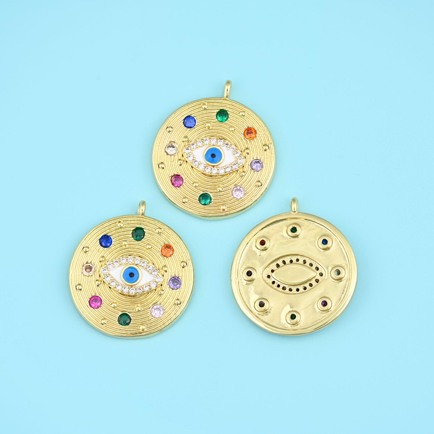 Zircon Evil Eye Charms, 18K Gold Filled Pendants for DIY Jewelry Making Supply