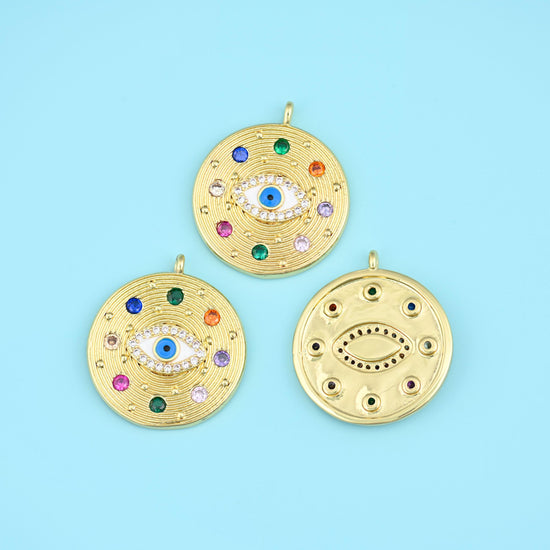 Zircon Evil Eye Charms, 18K Gold Filled Pendants for DIY Jewelry Making Supply