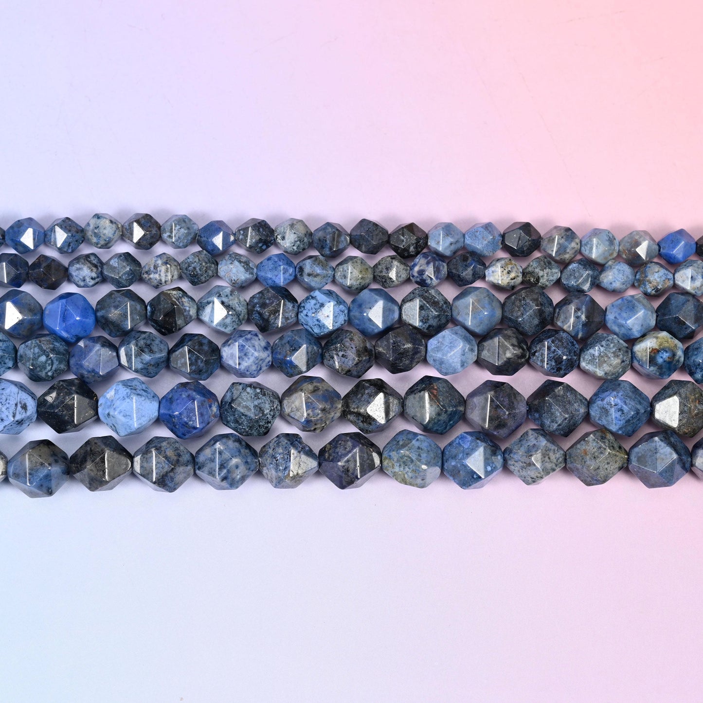 Blue Dumortierite Beads: Faceted Diamond Star Cut, 6-10mm, 15.5 inch Strand