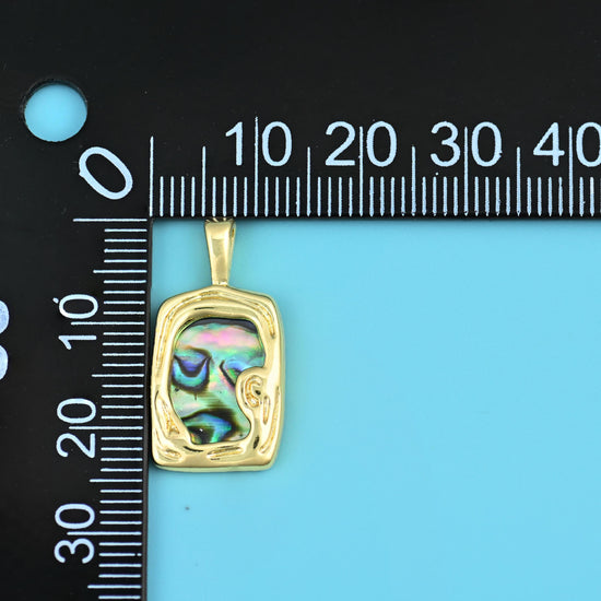 18K Gold Filled Rectangle Abalone Shell Pendants for DIY Jewelry Making Supply