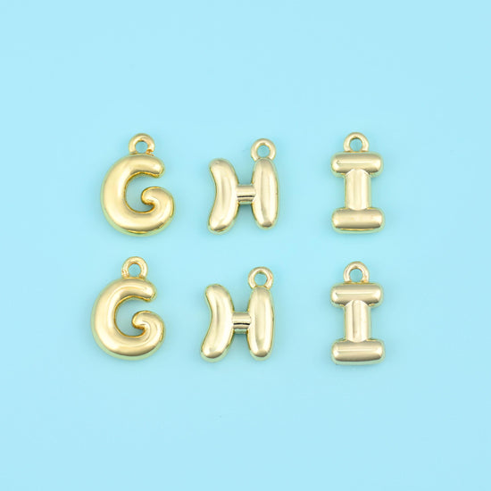 18K Gold Filled Letter Pendants, Personalise Initial Charm for DIY Jewelry Making Supply