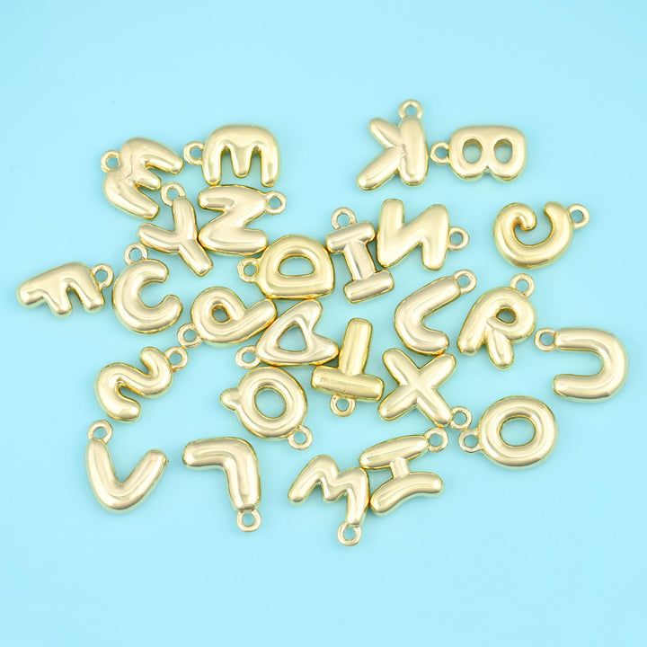 18K Gold Filled Letter Pendants, Personalise Initial Charm for DIY Jewelry Making Supply
