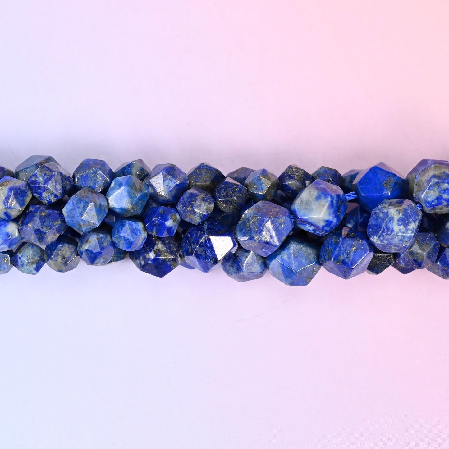 Blue Lapis Beads: Faceted Diamond Star Cut, 6-10mm, 15.5 inch Strand