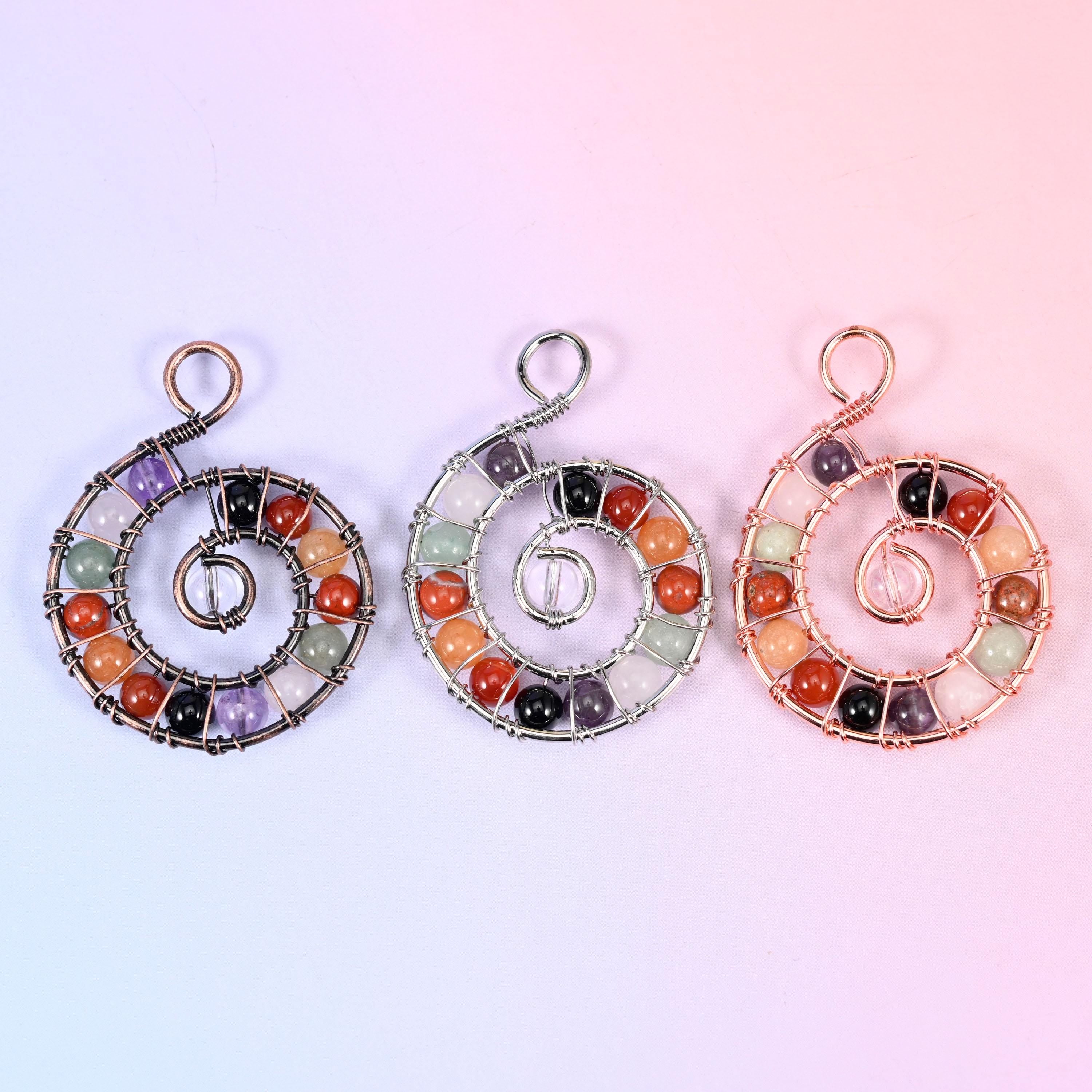Chakra Gemstone Wired Spiral Pendants