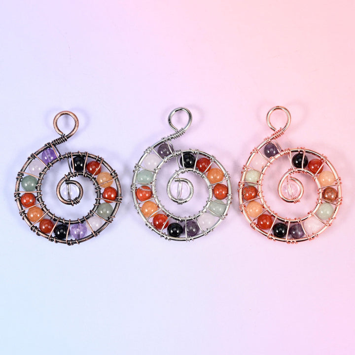 Chakra Gemstone Wired Spiral Pendants