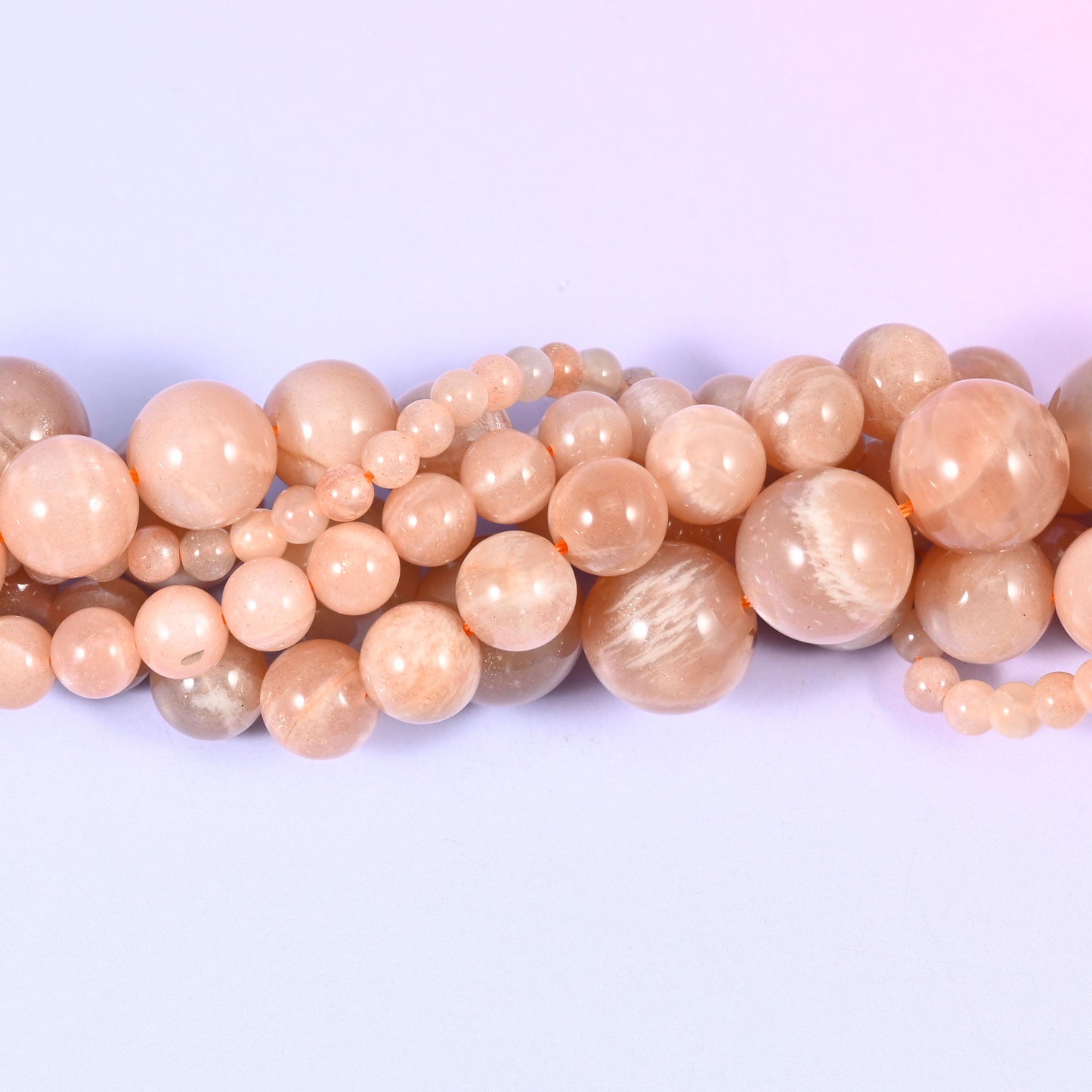 Peach Moonstone Smooth Round Beads, Multiple Sizes Available, Jewelry Making 15.5 Inch Strand