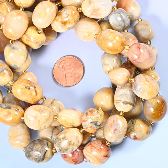 Crazy Agate Nugget Oval Beads Size 10-17mm Jewelry Making 15.5 Inch Strand