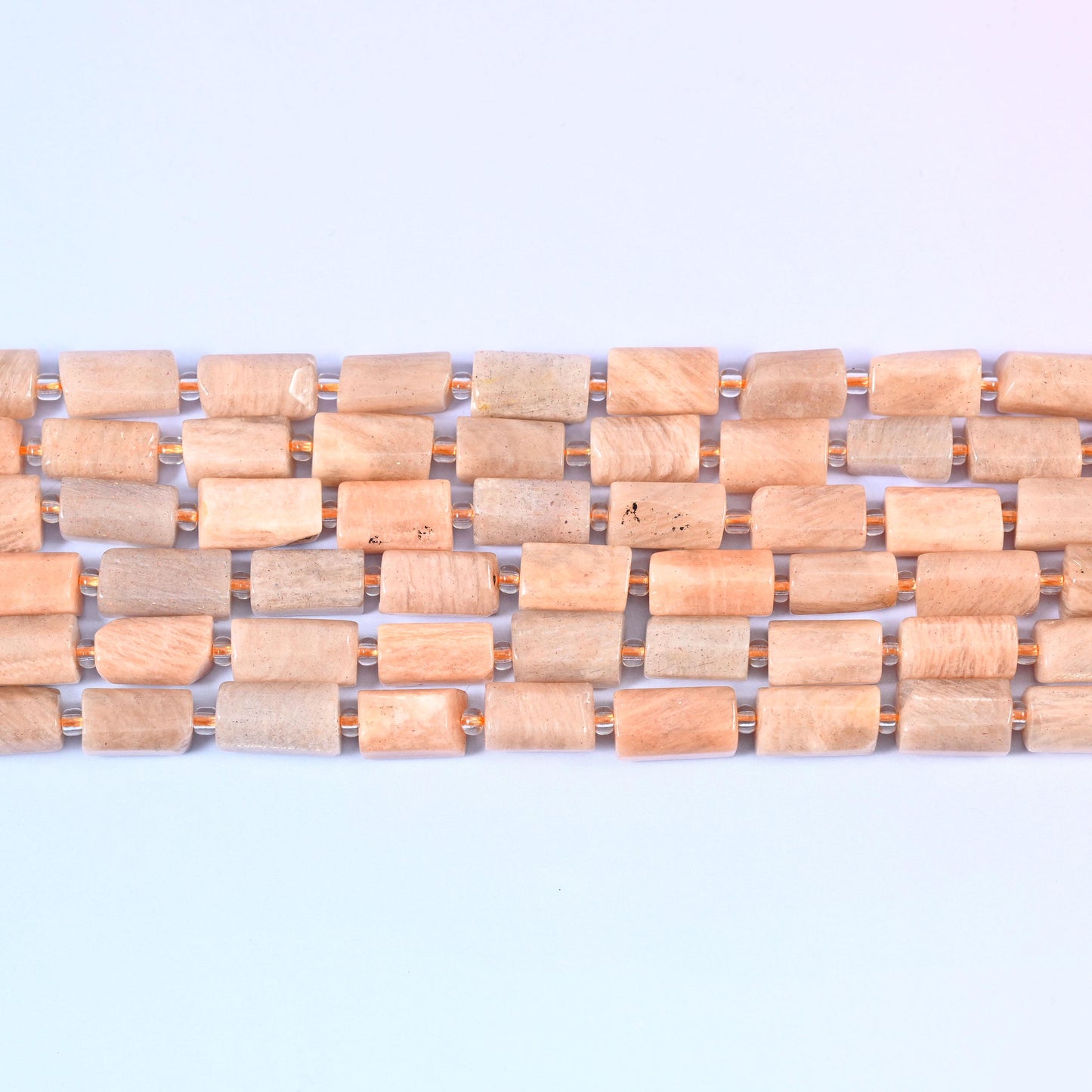Peach Moonstone Faceted Tube Beads, Size 12x8mm, Jewelry Making 15.5 Inch Strand