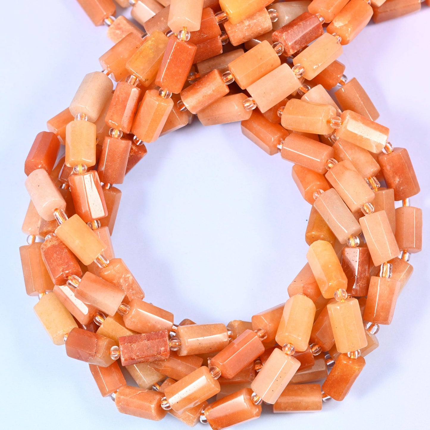 Red Aventurine Faceted Tube Beads, Size 11x6mm, Jewelry Making 15.5 Inch Strand