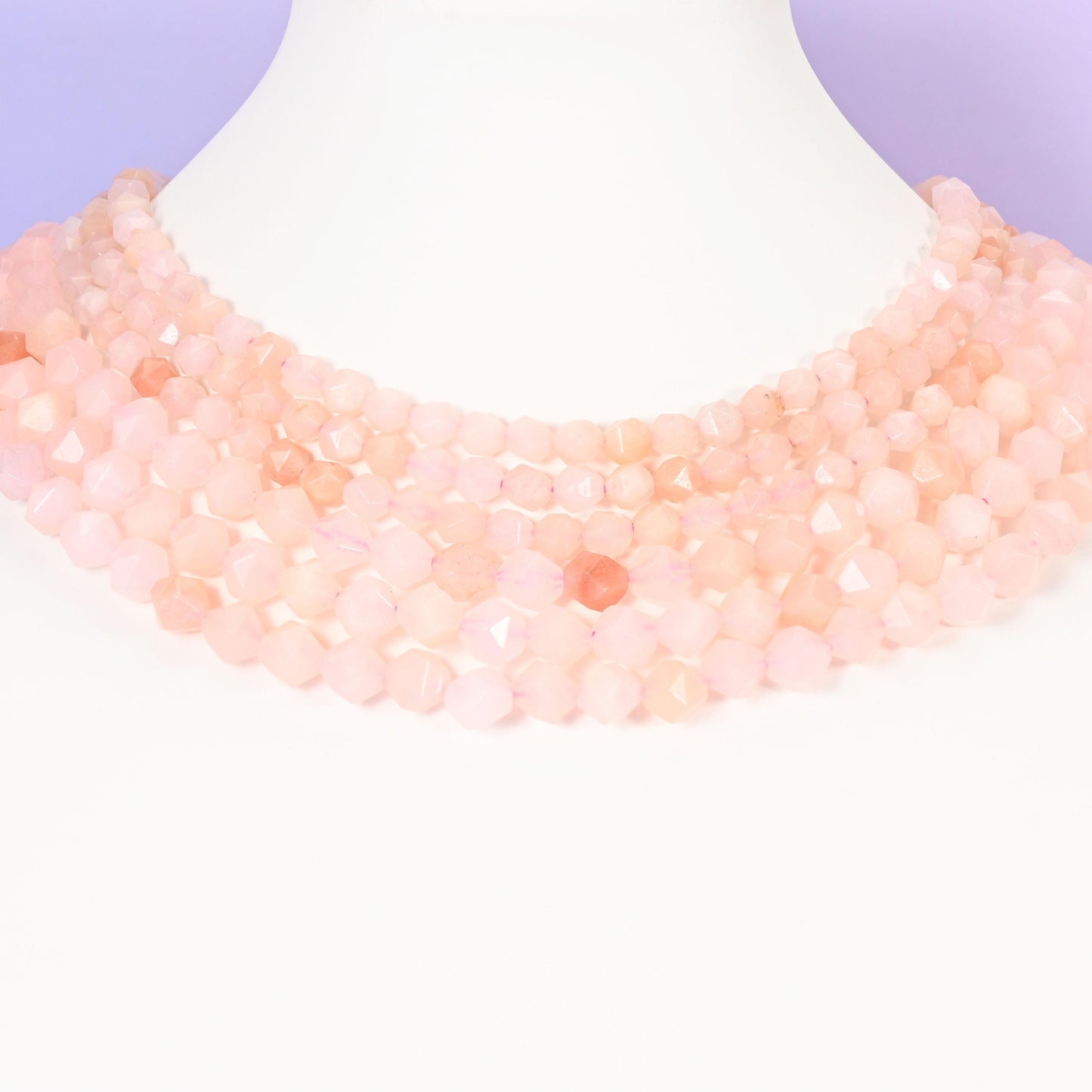 Pink Aventurine Beads: Faceted Diamond Star Cut, 6-10mm, 15.5 inch Strand