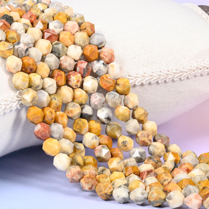 Crazy Agate Beads: Faceted Diamond Star Cut, 6-10mm, 15.5 inch Strand