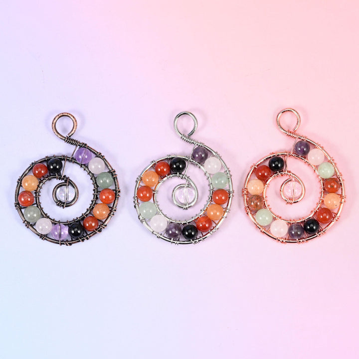 Chakra Gemstone Wired Spiral Pendants