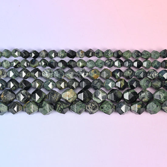 Kambaba Jasper Diamond Star Cut Beads 6mm 8mm 10mm Jewelry Making 15.5 Inch Strand