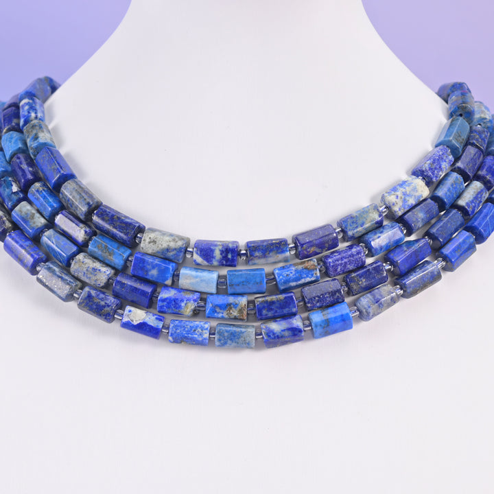 Lapis Faceted Tube Beads Size 12x8mm Jewelry Making 15.5 Inch Strand