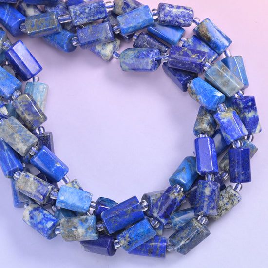 Lapis Faceted Tube Beads Size 12x8mm Jewelry Making 15.5 Inch Strand