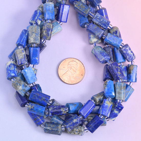 Lapis Faceted Tube Beads Size 12x8mm Jewelry Making 15.5 Inch Strand