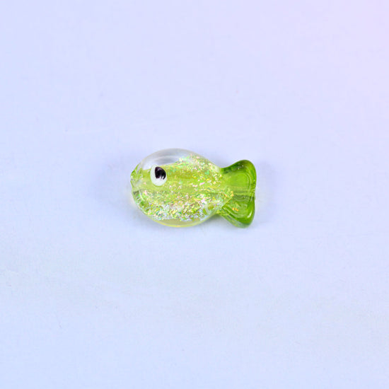 Iridescent Lime Green Fish Glass Beads: Jewelry Making Supply