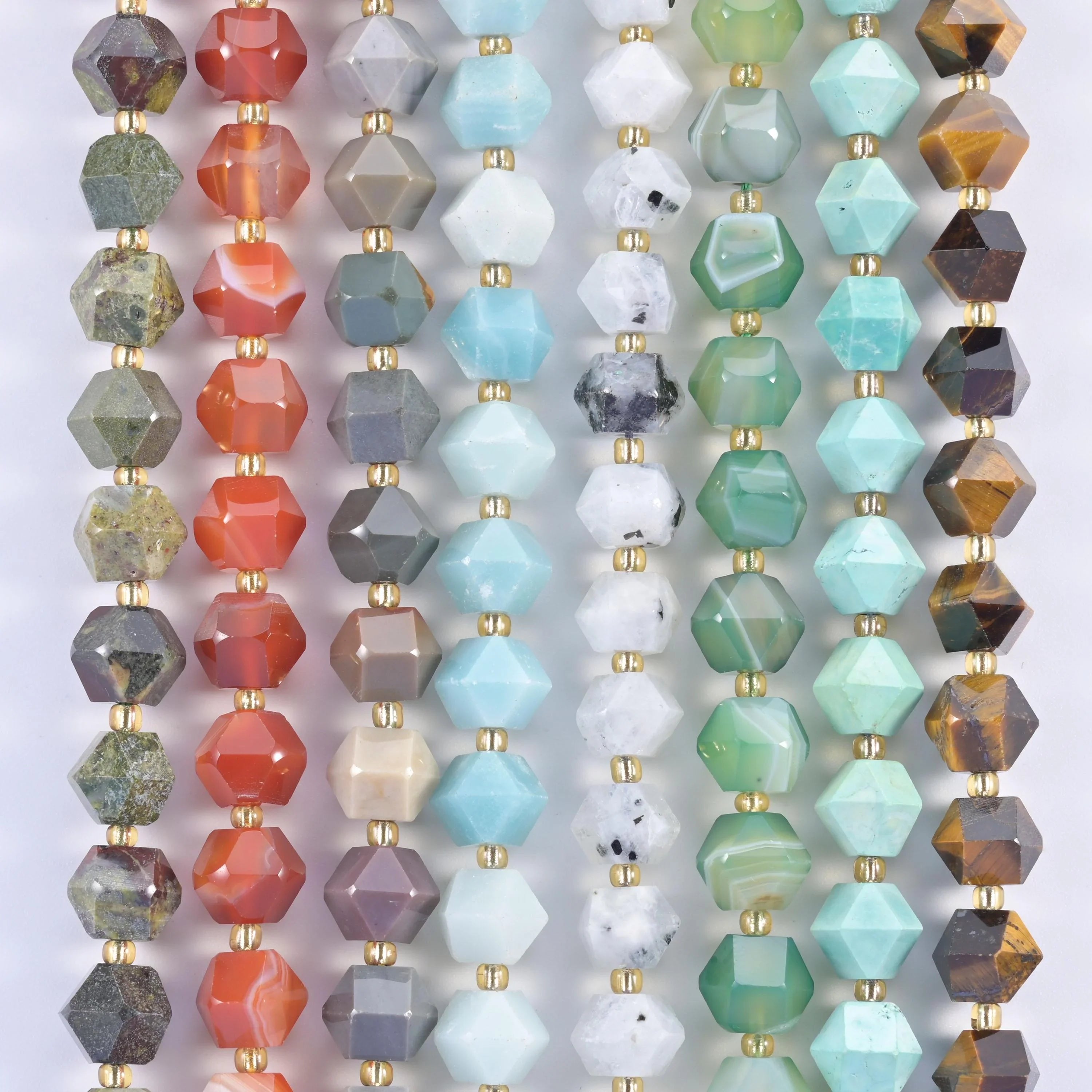 8 Sides Diamond Cut Gemstone Beads 10mm