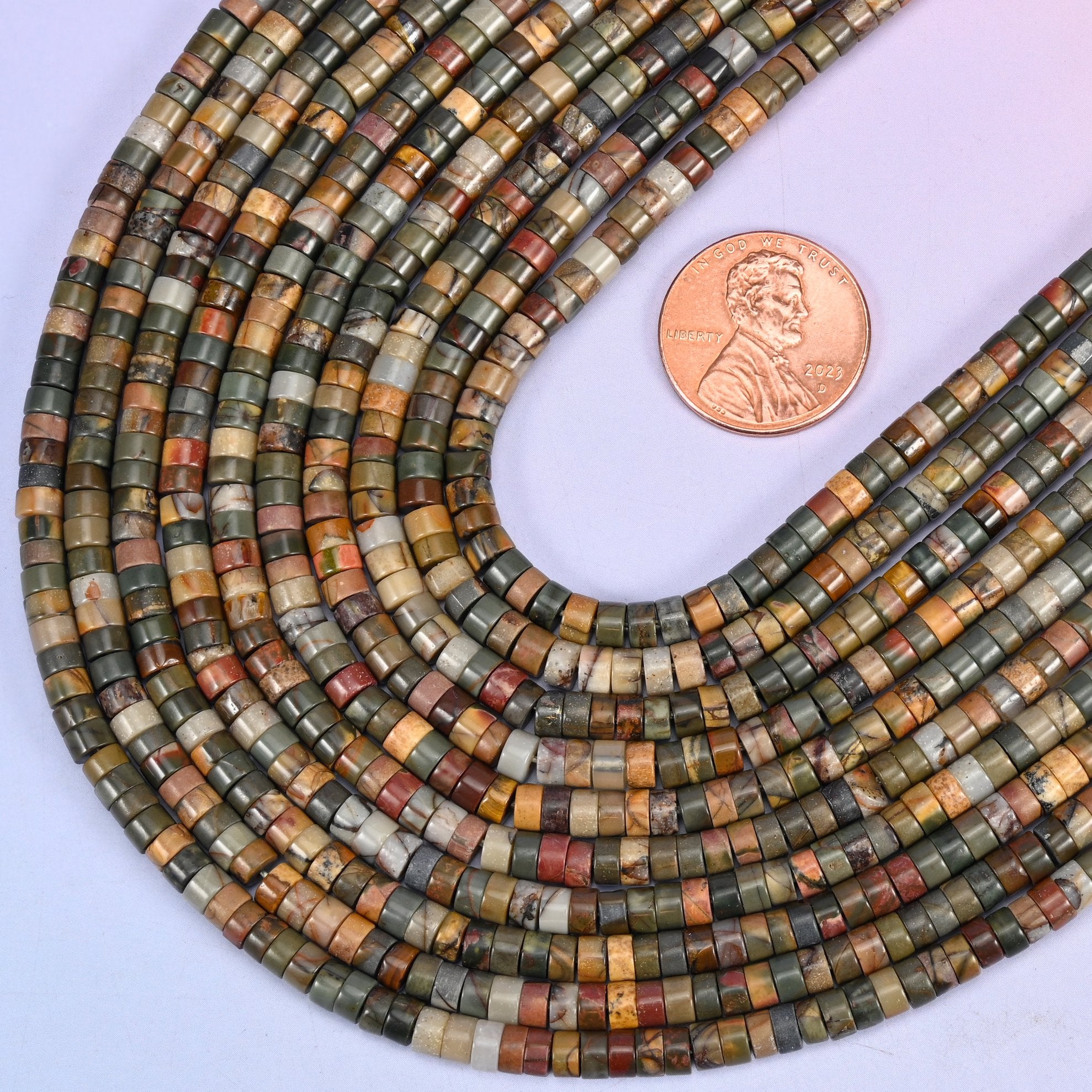 Creek Jasper Smooth Heishi Disc Beads: Jewelry Making Supply, 15.5 Inch Strand