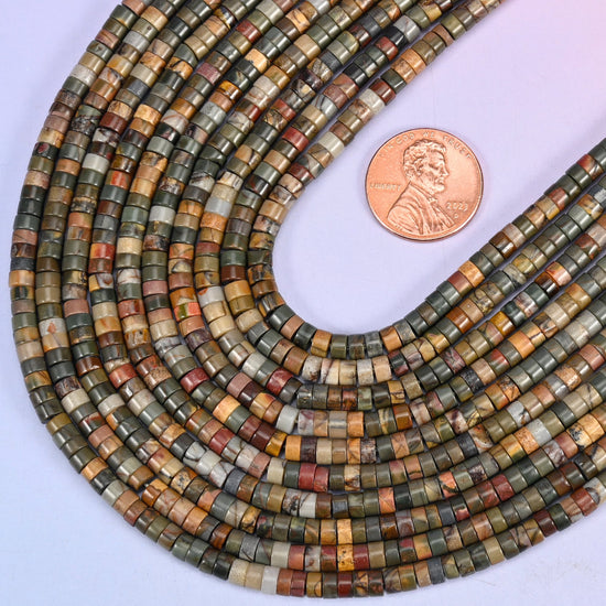 Creek Jasper Smooth Heishi Disc Beads: Jewelry Making Supply, 15.5 Inch Strand