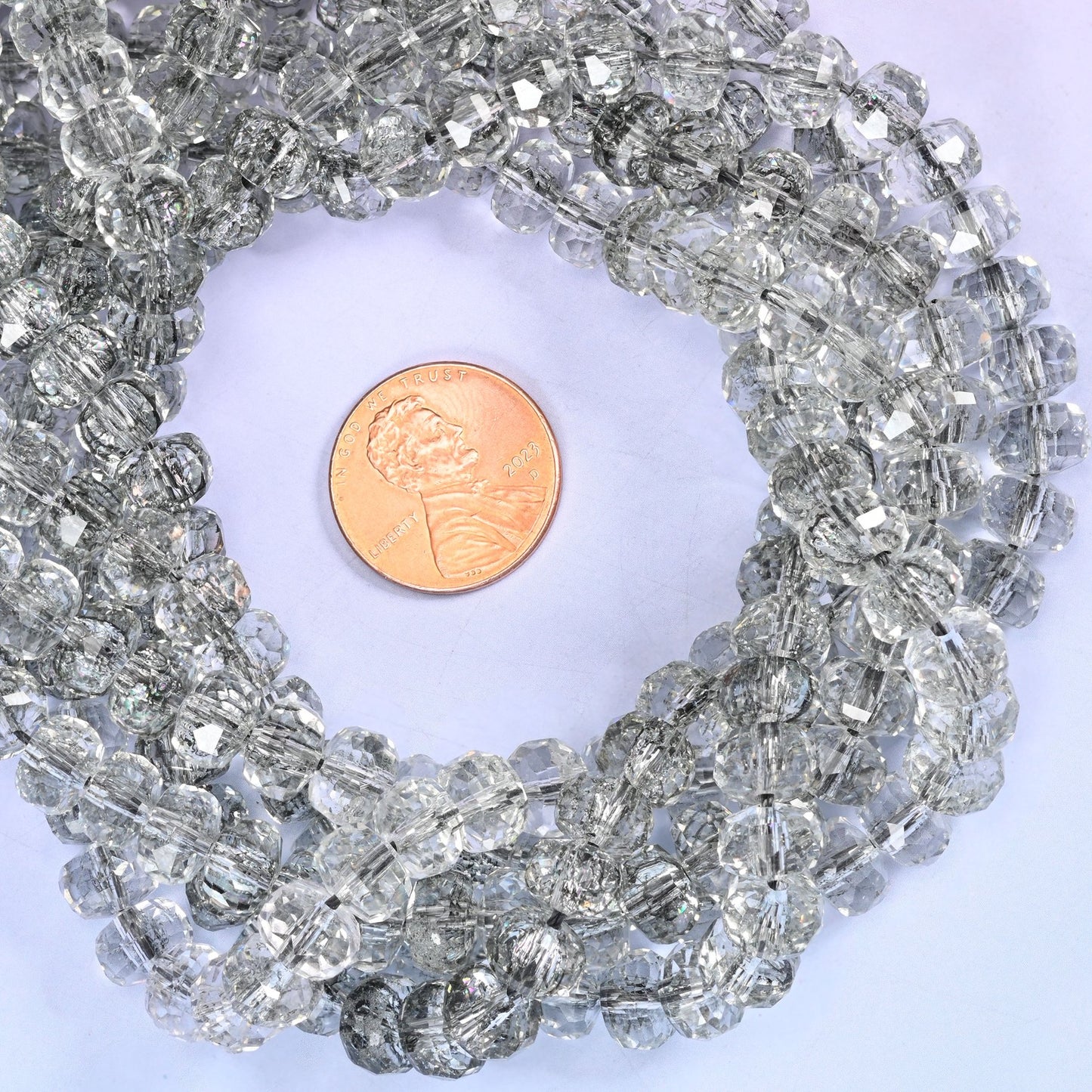 Transparent Black Faceted Rondelle Glass Beads: Size 5x8mm, Jewelry Making Supply