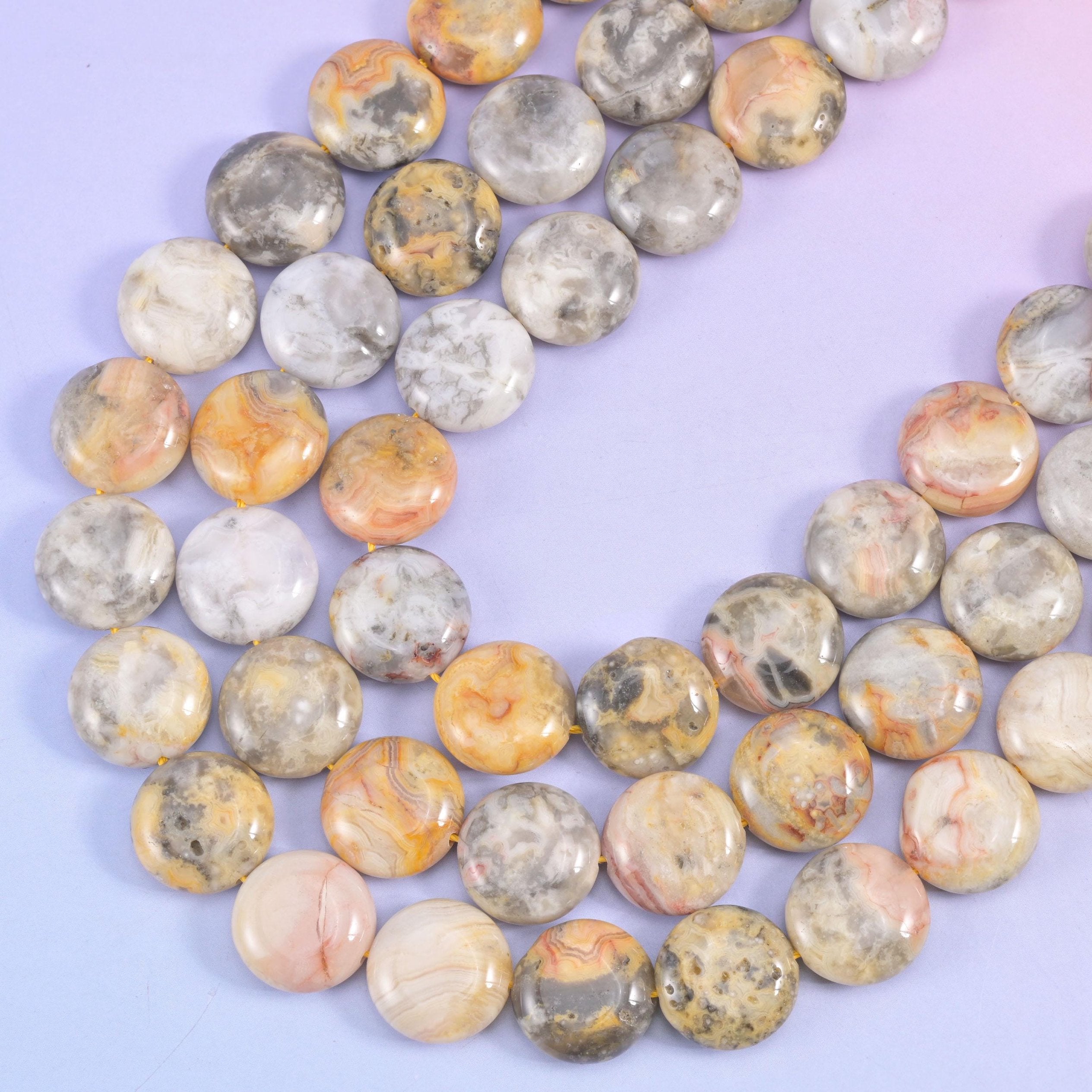 Crazy Agate coin beads, 1.2mm centre-drilled hole