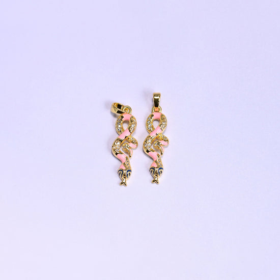 18K gold plated brass snake charm pendant, approx 26.99mm x 8.62mm