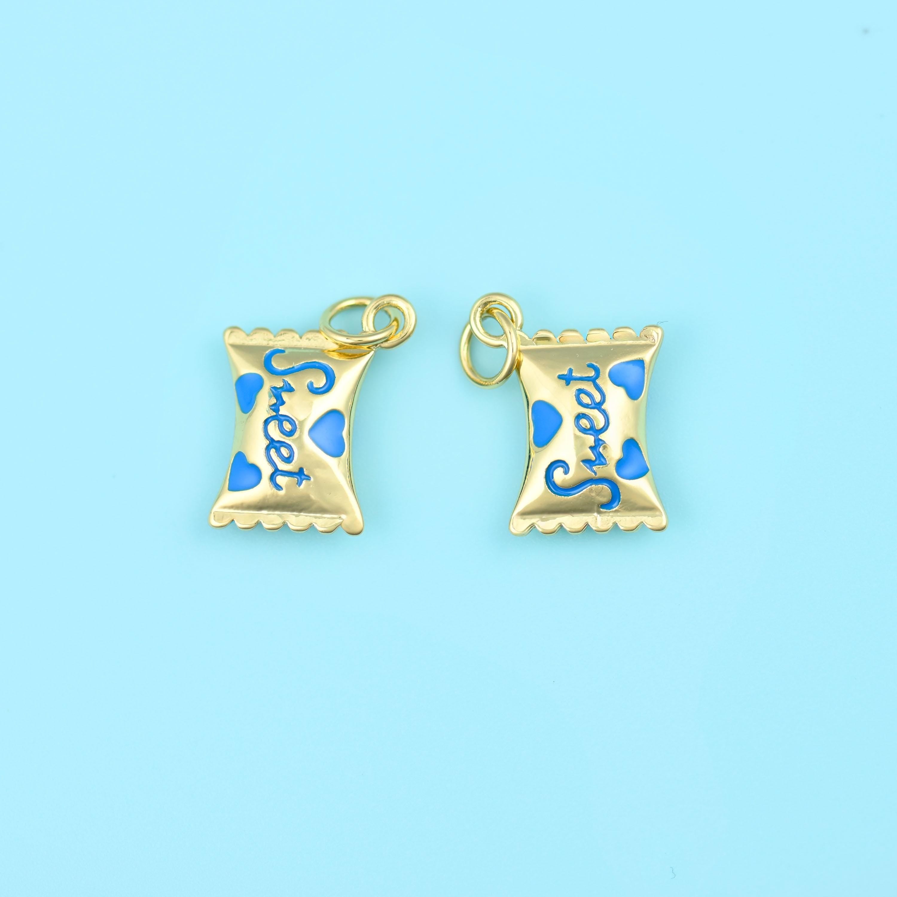Enamel Sweet Candy Charm 18K Gold Filled 16x12mm