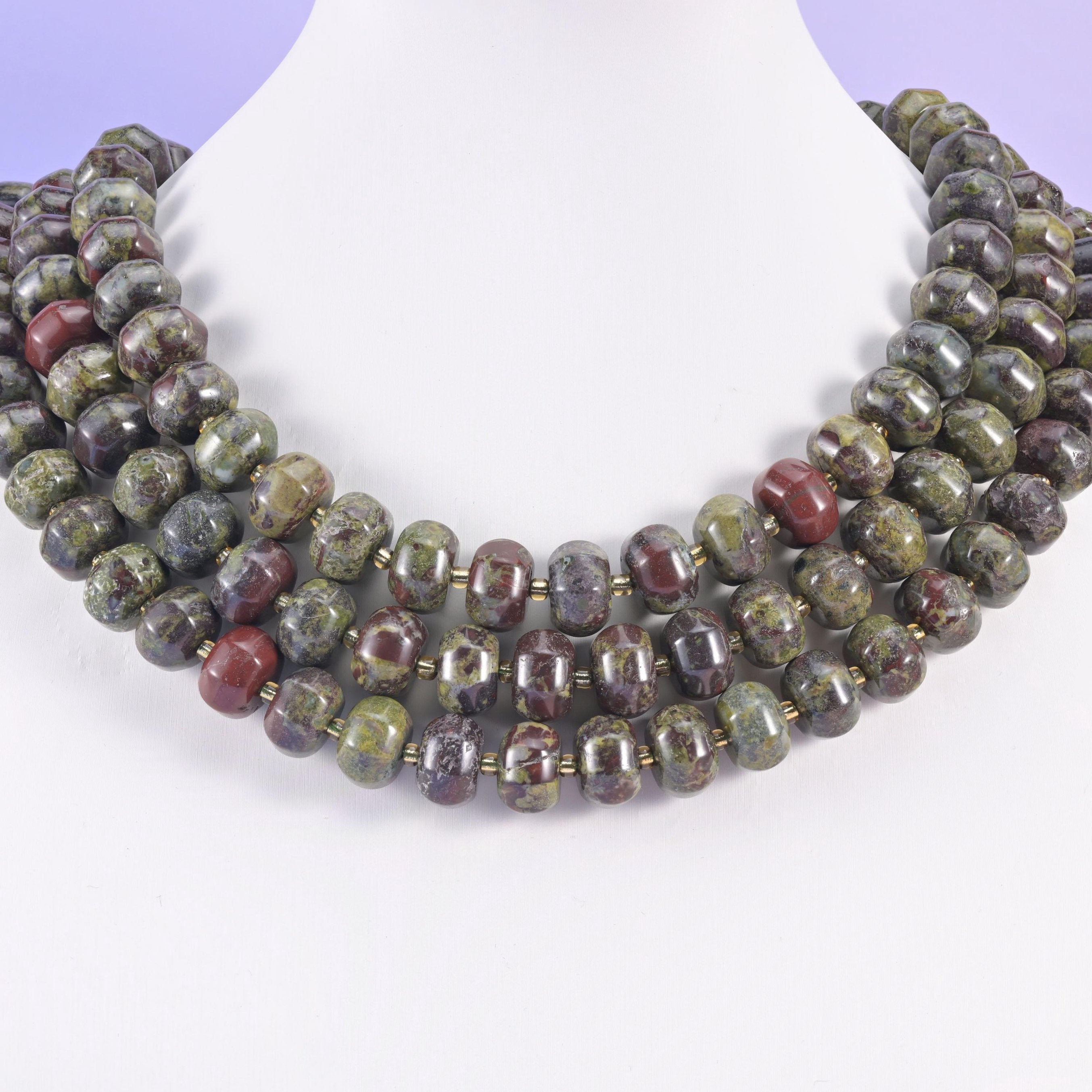 Dragon Bloodstone beads, pumpkin rondelle, 12x8mm