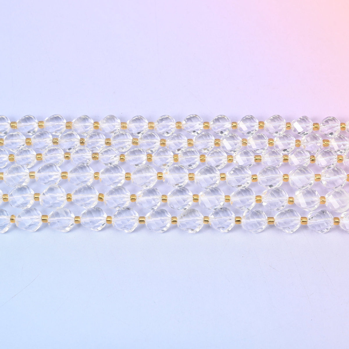 Clear Quartz Faceted Spiral Twist Beads 8mm 10mm in colourless and transparent