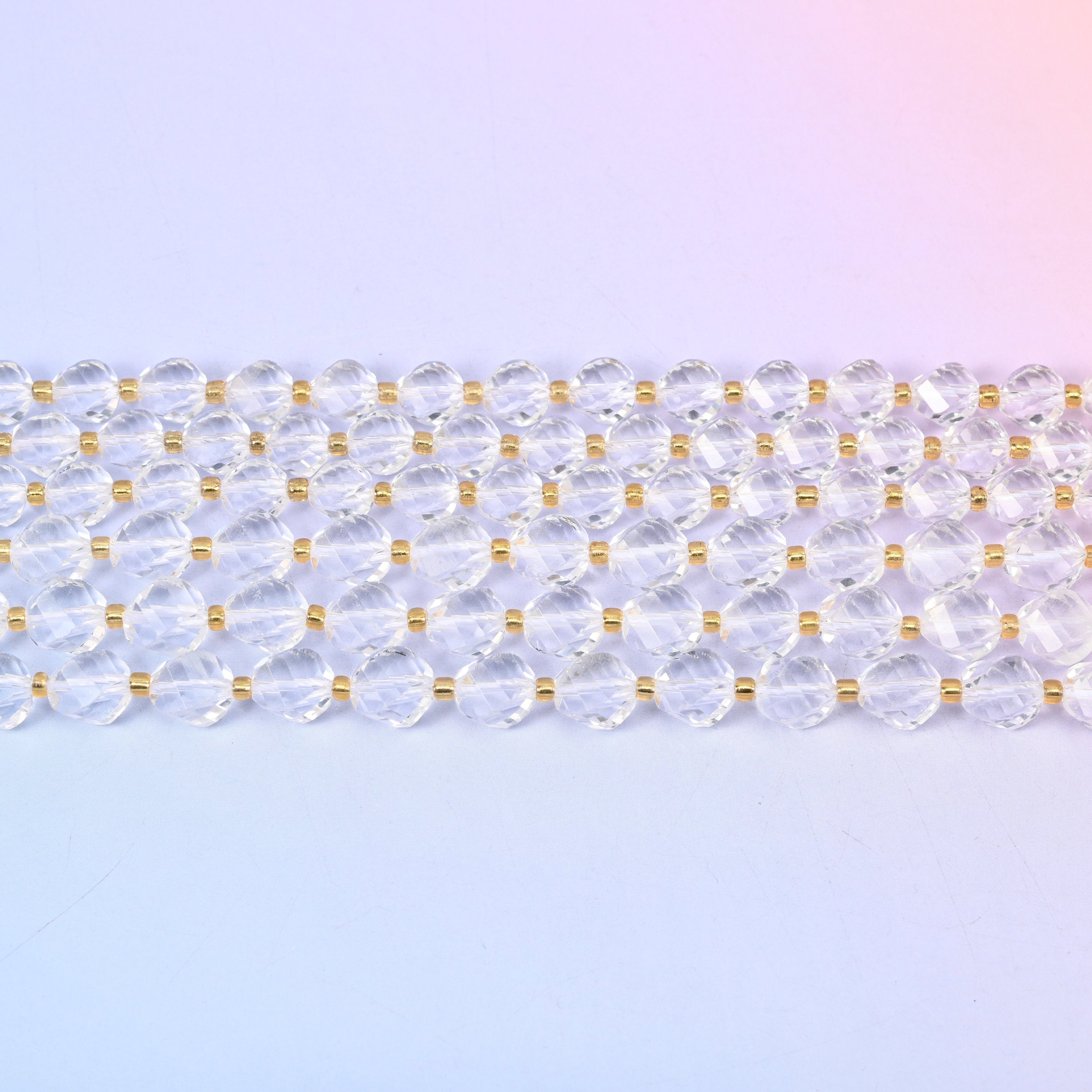 Clear Quartz Faceted Spiral Twist Beads 8mm 10mm in colourless and transparent