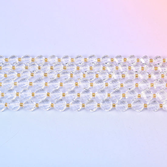 Clear Quartz Faceted Spiral Twist Beads 8mm 10mm in colourless and transparent