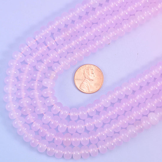 Baby Pink Dyed Jade Smooth Rondelle Beads 5x8mm, 15 inch strand
