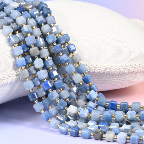 Blue Aventurine Faceted Cube Beads 6mm 8mm