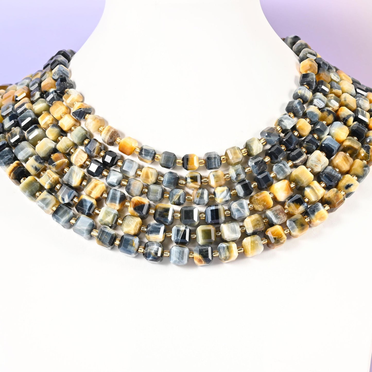 Dream Tiger Eye beads, faceted cube shape, 6mm and 8mm