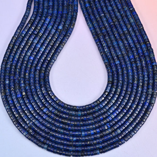 Dark Blue Lapis Smooth Heishi Disc Beads, hole 1.0mm