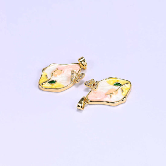 Enamel tulip butterfly charm, 1 piece per order