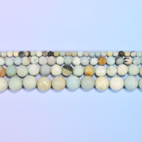 Multicolor Amazonite Faceted Round Beads: Jewelry Making, 15 Inch Strand